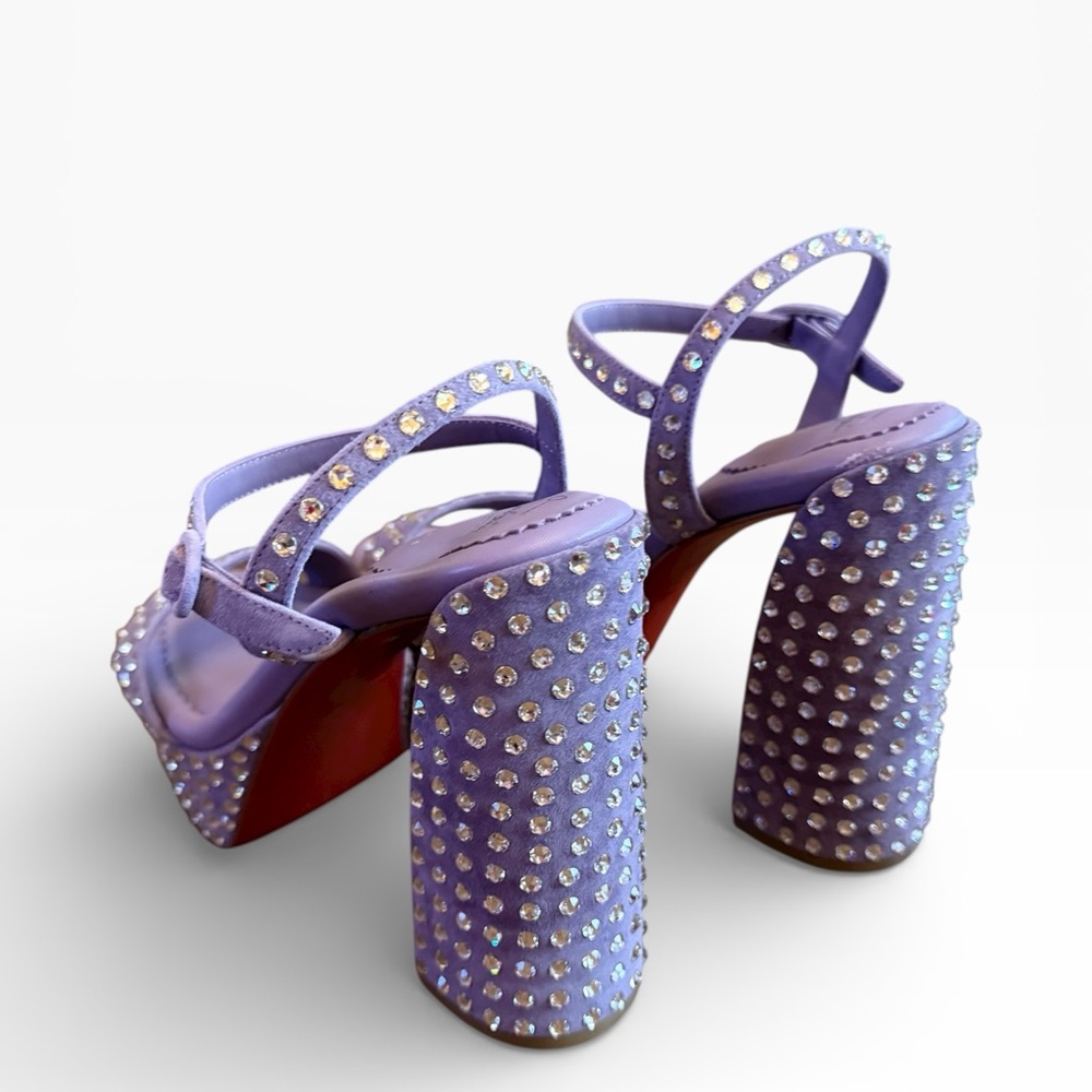 Christian Louboutin Purple Suede Crystal Embellished Movida Jane Platforms 37.5 - Picture 5 of 13